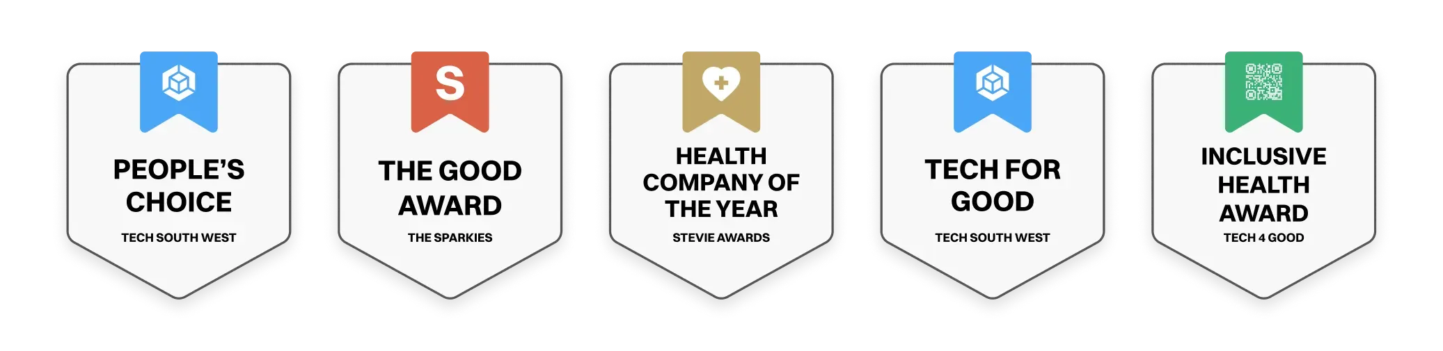 TalkCampus awards - People's Choice, The Good Award, Health Company of the Year, Tech for Good, Inclusive Health Award